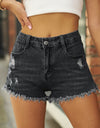 Raw Hem Distressed Denim Shorts