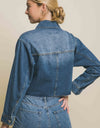 Love Tree Raw Hem Button Up Cropped Denim Jacket