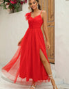 Asymmetrical Ruched Slit Dress