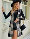 Plaid Open Front Sleeveless Cardigan with Pockets