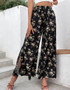 Floral Side Slit Wide Leg Pants