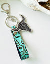 Rhinestone Bull Keychain