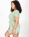 Ruffled Boat Neck Short Sleeve Romper