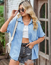 Collared Neck Denim Jacket with Pockets
