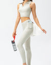 Full Size Slim Fit High Waist Long Sports Pants with Pockets