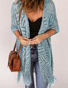 Openwork Open Front Cardigan with Fringes