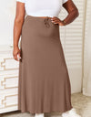 Double Take Full Size Soft Rayon Drawstring Waist Maxi Skirt