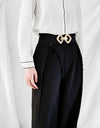 Geometric Buckle Elastic Wide Belt