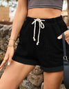 Drawstring High Waist Denim Shorts with Pockets