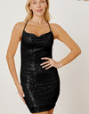 Sequin Spaghetti Strap Mini Wrap Dress