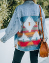 Collared Neck Dropped Shoulder Denim Jacket
