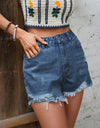 Distressed Raw Hem Denim Shorts
