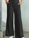 Drawstring Wide Leg Pants with Pockets