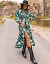 Printed Notched Neck Maxi Dress