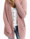 Rib-Knit Open Front Pocketed Cardigan