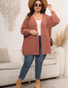 Plus Size Open Front Dropped Shoulder Knit Cardigan