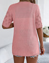 Openwork Open Front Short Sleeve Cardigan