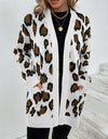 Leopard Open Front Dropped Shoulder Cardigan