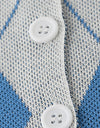 Argyle Round Neck Ribbed Trim Cardigan