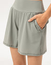 Pocketed Elastic Waist Active Shorts