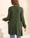 Cable-Knit Dropped Shoulder Slit Cardigan