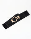 PU Elastic Wide Belt with Alloy Buckle