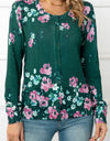 Woven Right Floral Button Front Round Neck Cardigan