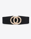 Circle Buckle Elastic Wide PU Belt