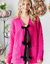 First Love Tie Closure Open Knit Cardigan