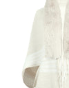 Striped Fringe Detail Long Sleeve Poncho