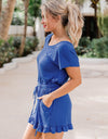 Ruffled Boat Neck Short Sleeve Romper