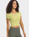 Round Neck Short Sleeve Cropped Sports T-Shirt