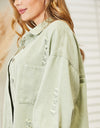 Distressed Raw Hem Denim Jacket