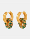Titanium Steel Inlaid Zircon Double-Hoop Earrings