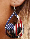 US Flag Pattern Wooden Earrings