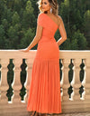 One-Shoulder Ruched Maxi Dress