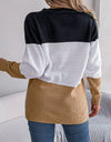 Cable-Knit Striped Button Up Cardigan