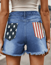 US Flag Distressed Denim Shorts