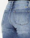 Kancan High Waist Distressed Hem Detail Cropped Straight Jeans