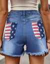 Raw Hem Denim Shorts with Pockets