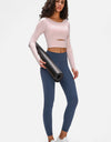 Long Sleeve Cropped Top With Sports Strap