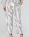 Full Size Striped Paperbag Waist Cropped Pants