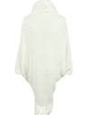 Fringe Detail Long Sleeve Ribbed Poncho