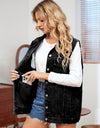 Pocketed Button Up Sleeveless Denim Jacket