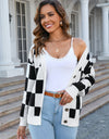 Button-Up V-Neck Dropped Shoulder Cardigan