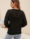 Round Neck Openwork Dropped Shoulder Knit Top