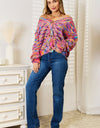 Woven Right V-Neck Long Sleeve Cardigan