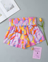 Contrast Print Elastic Waist High Waist Shorts