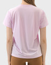 Slit Round Neck Short Sleeve Active T-Shirt