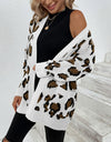 Leopard Open Front Dropped Shoulder Cardigan